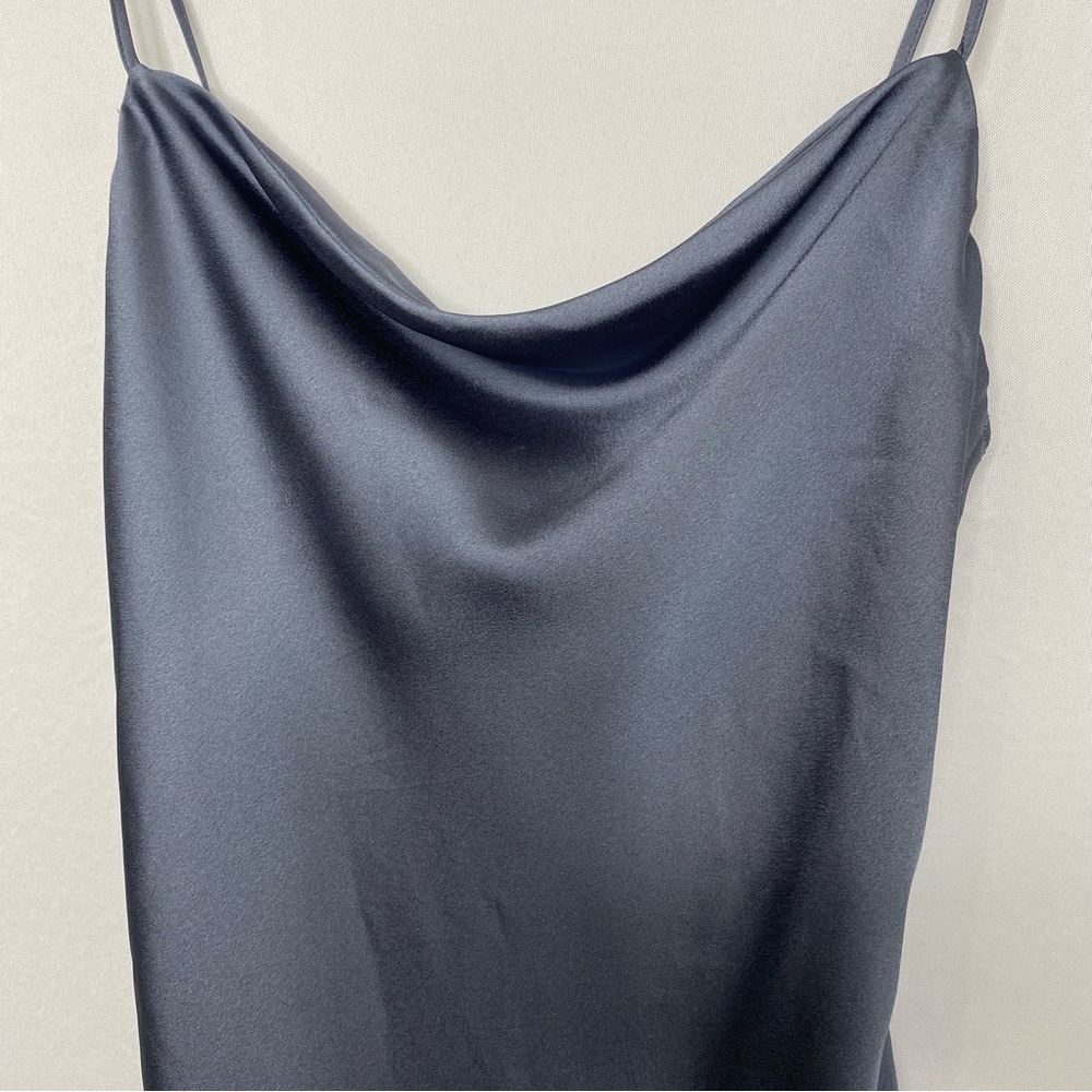 Abercrombie and Fitch Blue Satin Cowl Neck Mini Slip Dress XS Tall - Picture 3 of 7